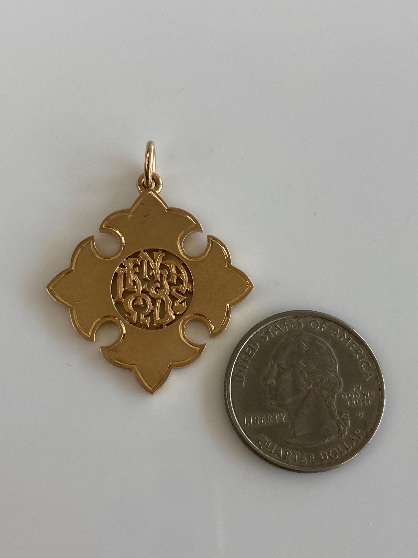 Vintage Solid 18k Yellow Gold Cross Charm