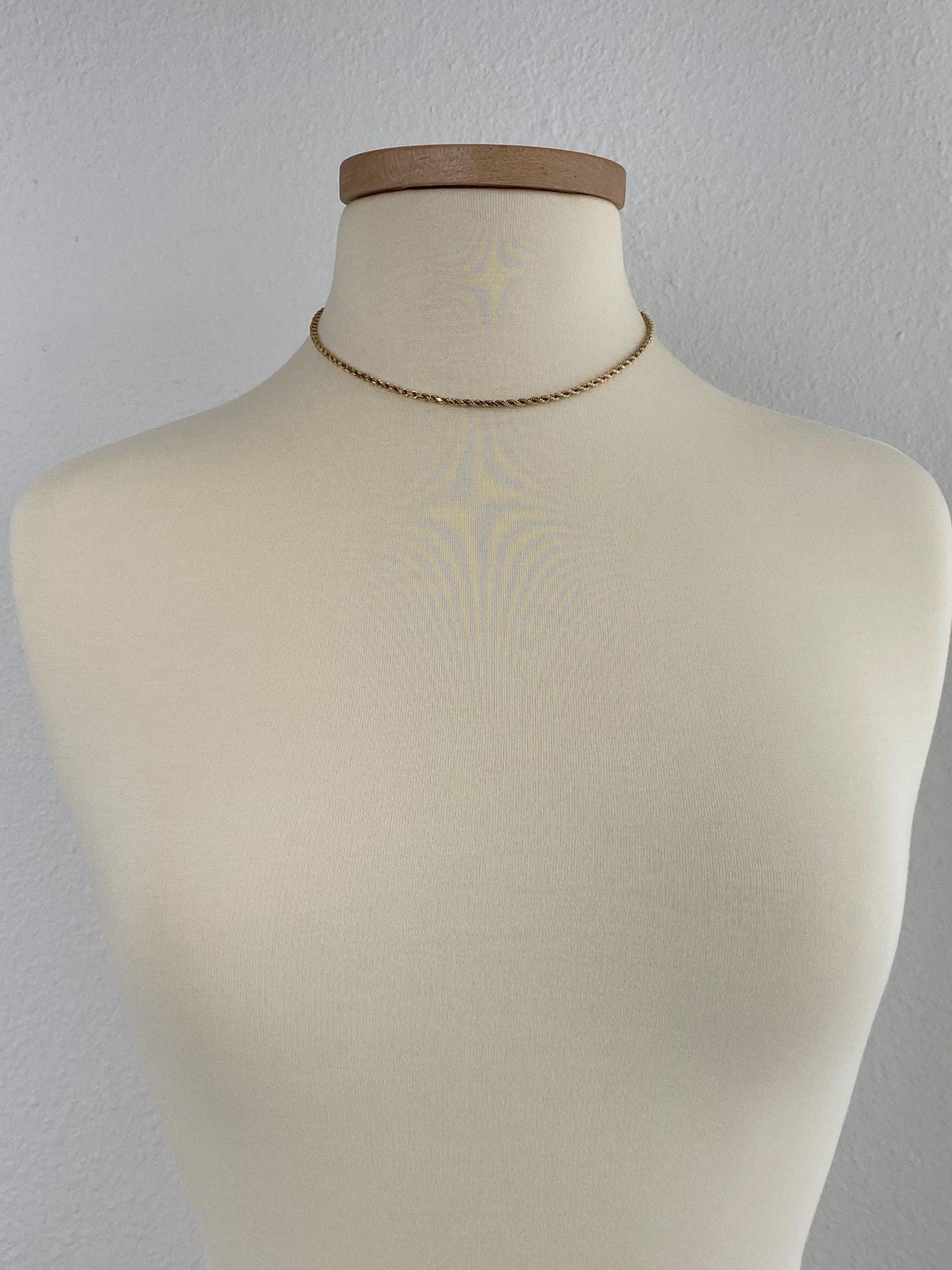 Vintage Solid 14k Yellow Gold Rope Chain Necklace - 16 inches