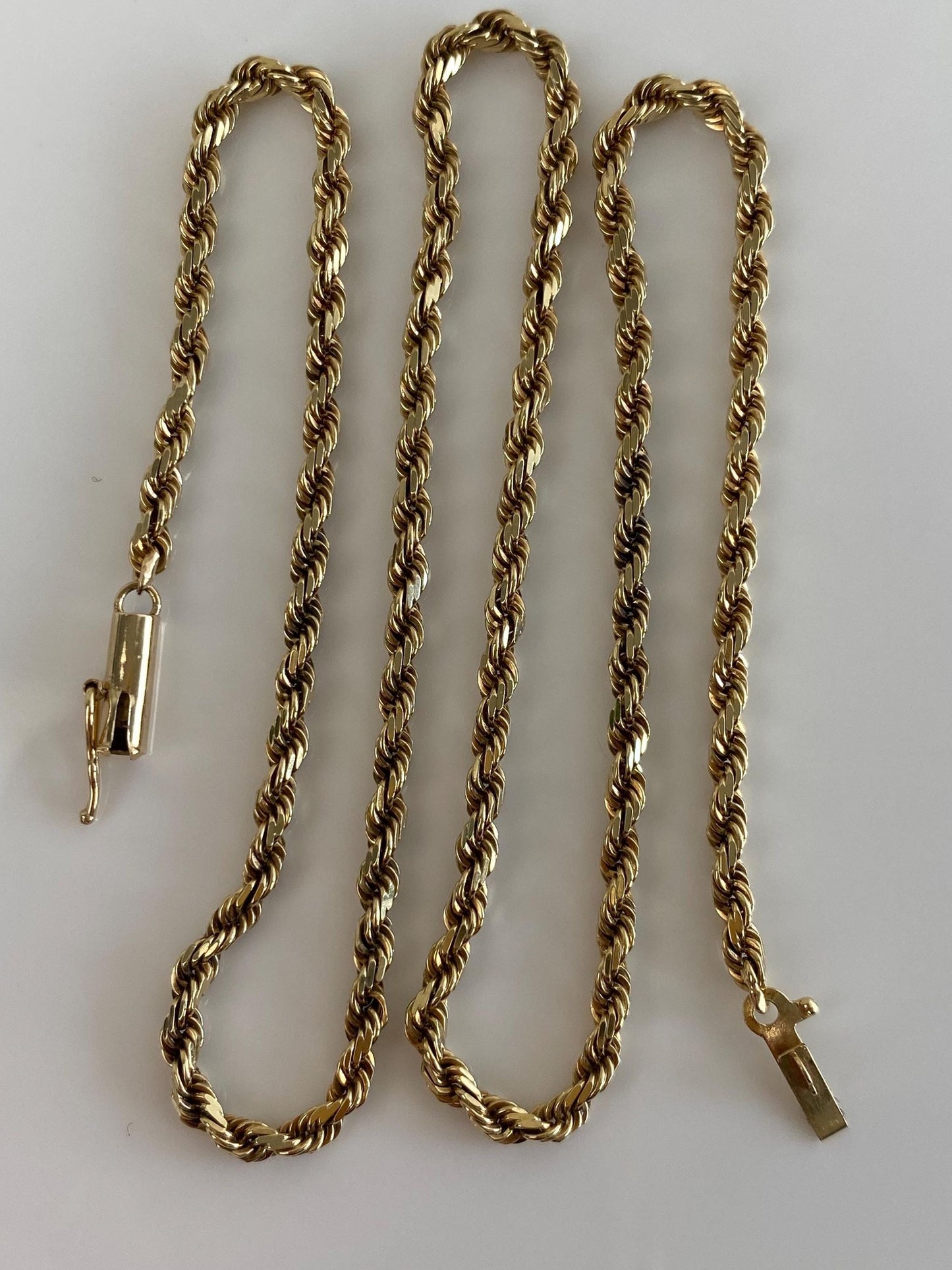 Vintage Solid 14k Yellow Gold Rope Chain Necklace - 16 inches