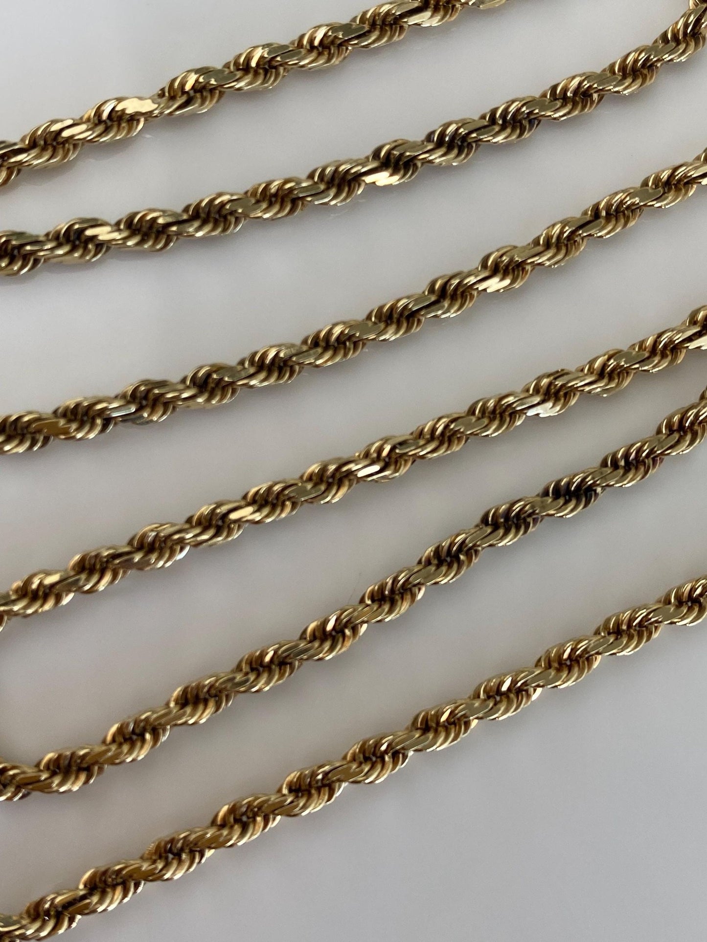 Vintage Solid 14k Yellow Gold Rope Chain Necklace - 16 inches