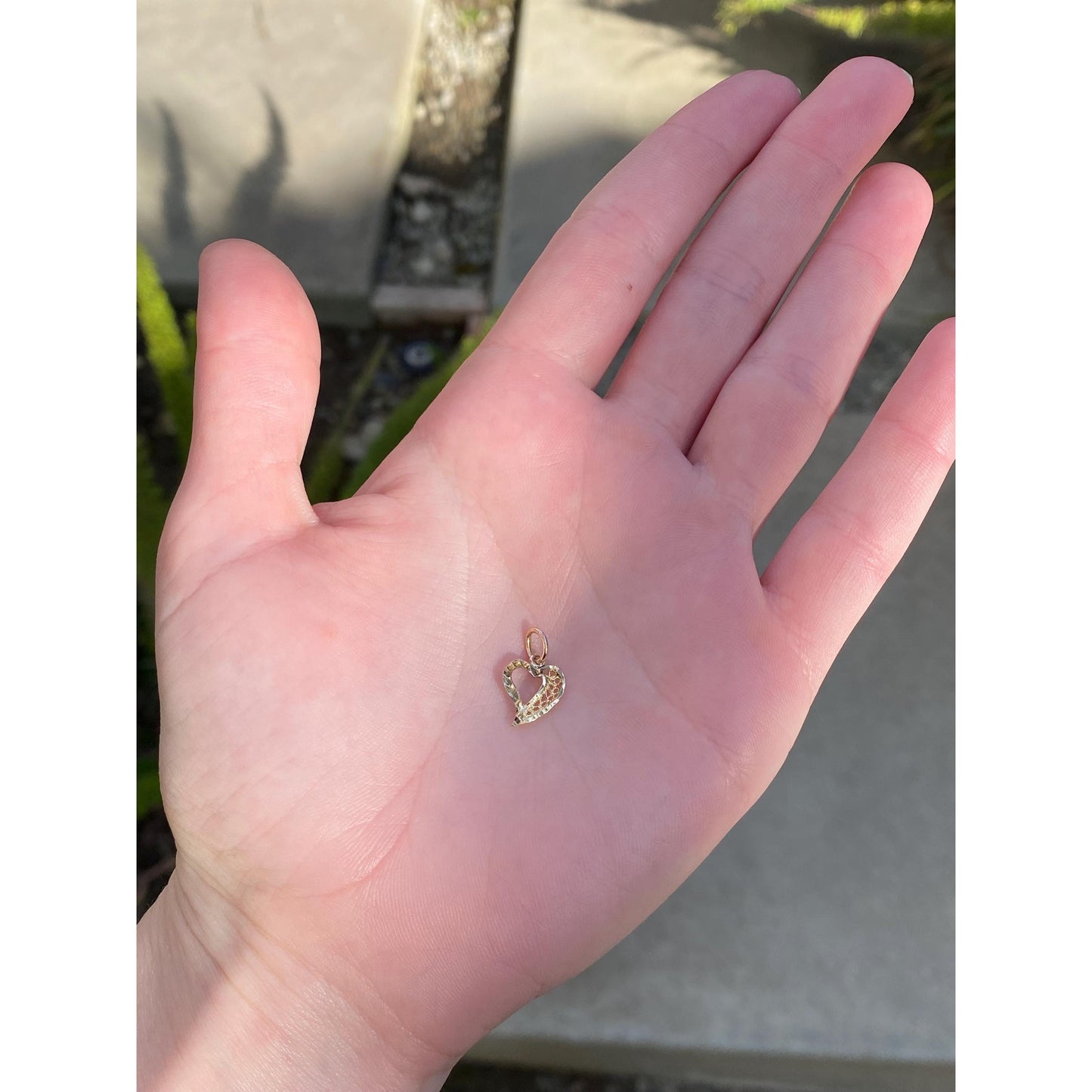 Solid 14k Yellow Gold Diamond Cut Heart Charm