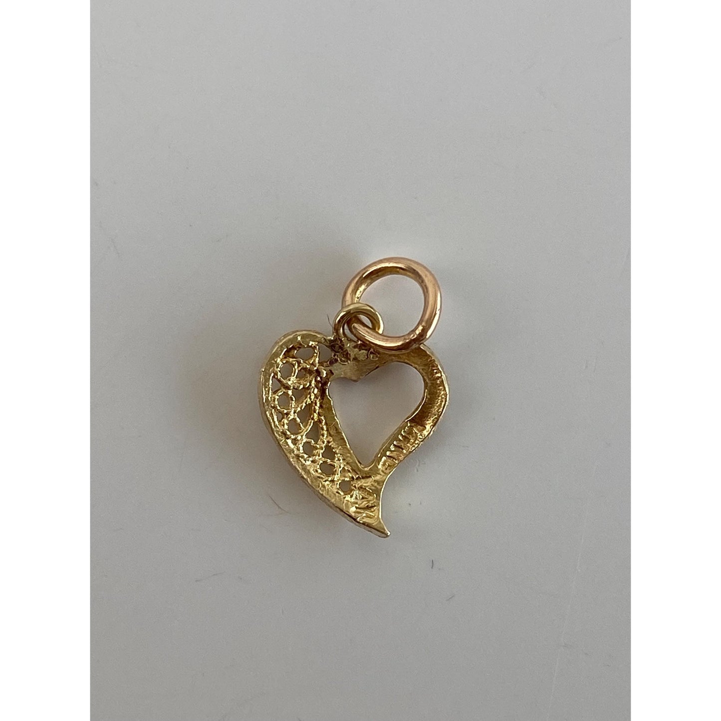 Solid 14k Yellow Gold Diamond Cut Heart Charm