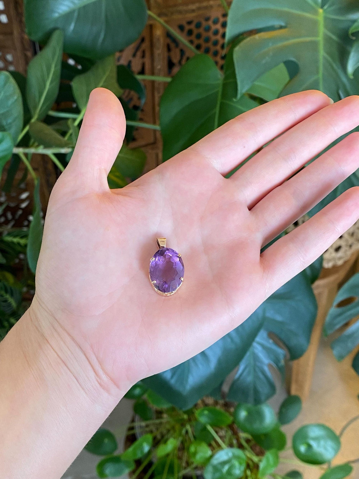 Vintage Solid 18k Rose Gold Amethyst Charm