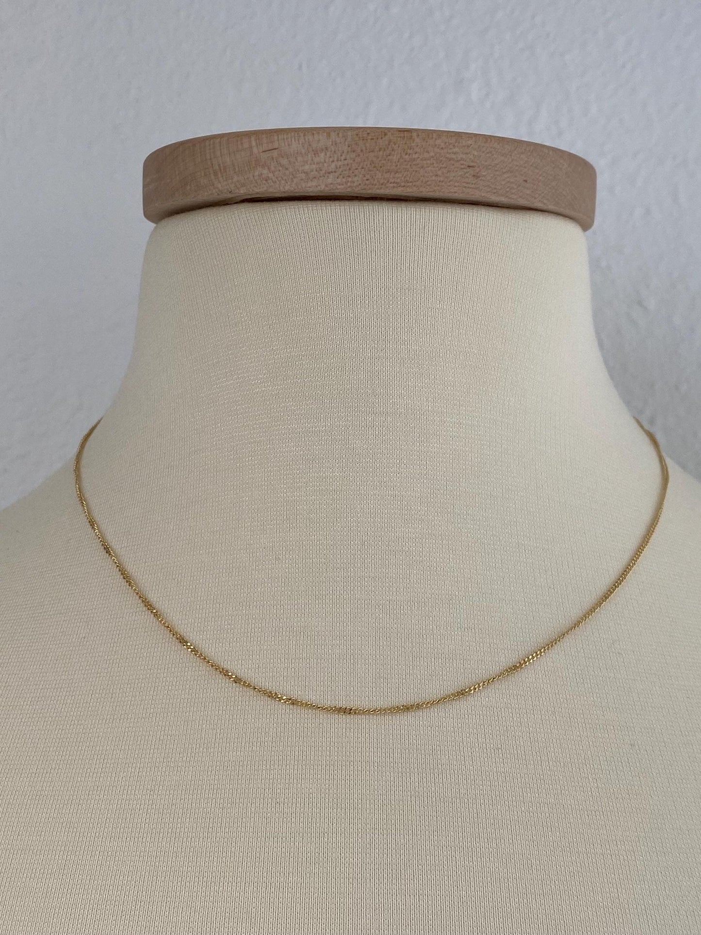 Vintage Solid 18k Yellow Gold Tight Curb Chain Necklace - 18 inches