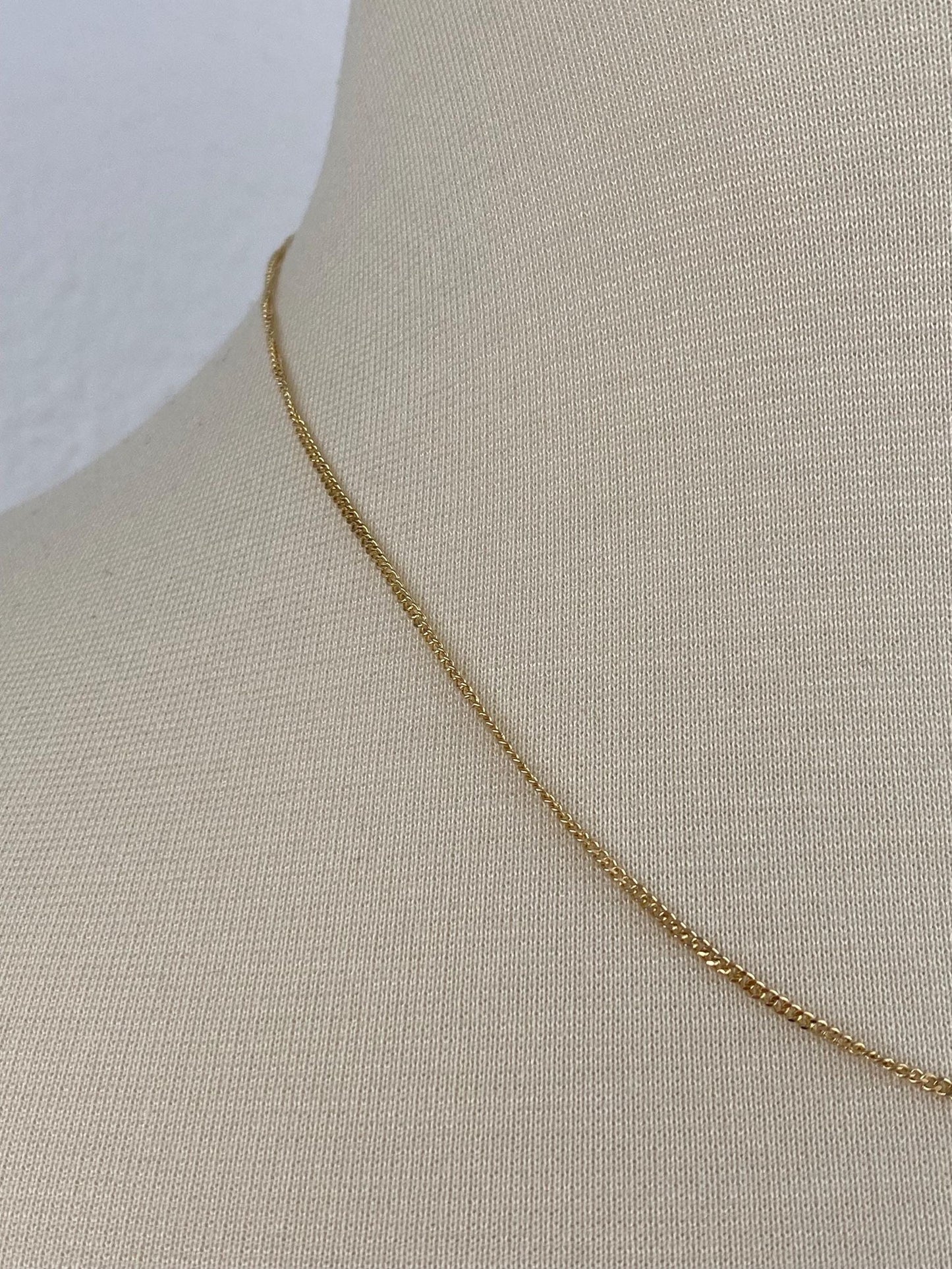 Vintage Solid 18k Yellow Gold Tight Curb Chain Necklace - 18 inches