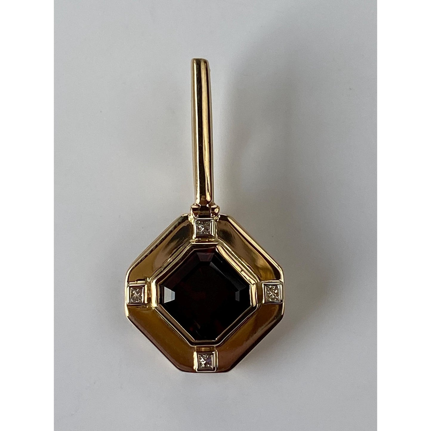 Vintage Solid 14k Yellow Gold Garnet Diamond Charm