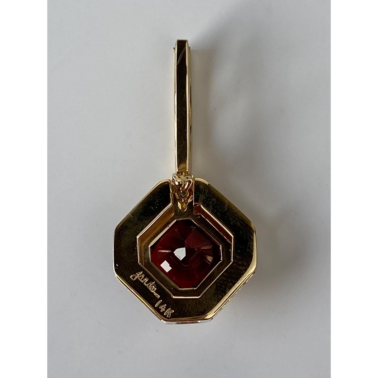 Vintage Solid 14k Yellow Gold Garnet Diamond Charm