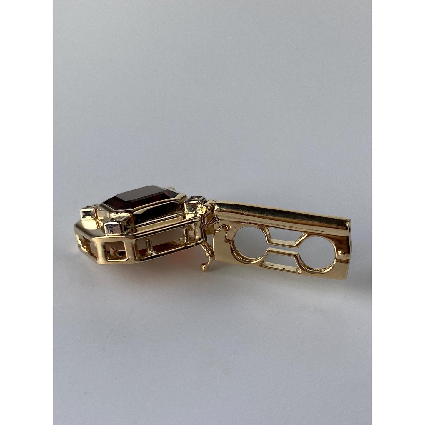 Vintage Solid 14k Yellow Gold Garnet Diamond Charm