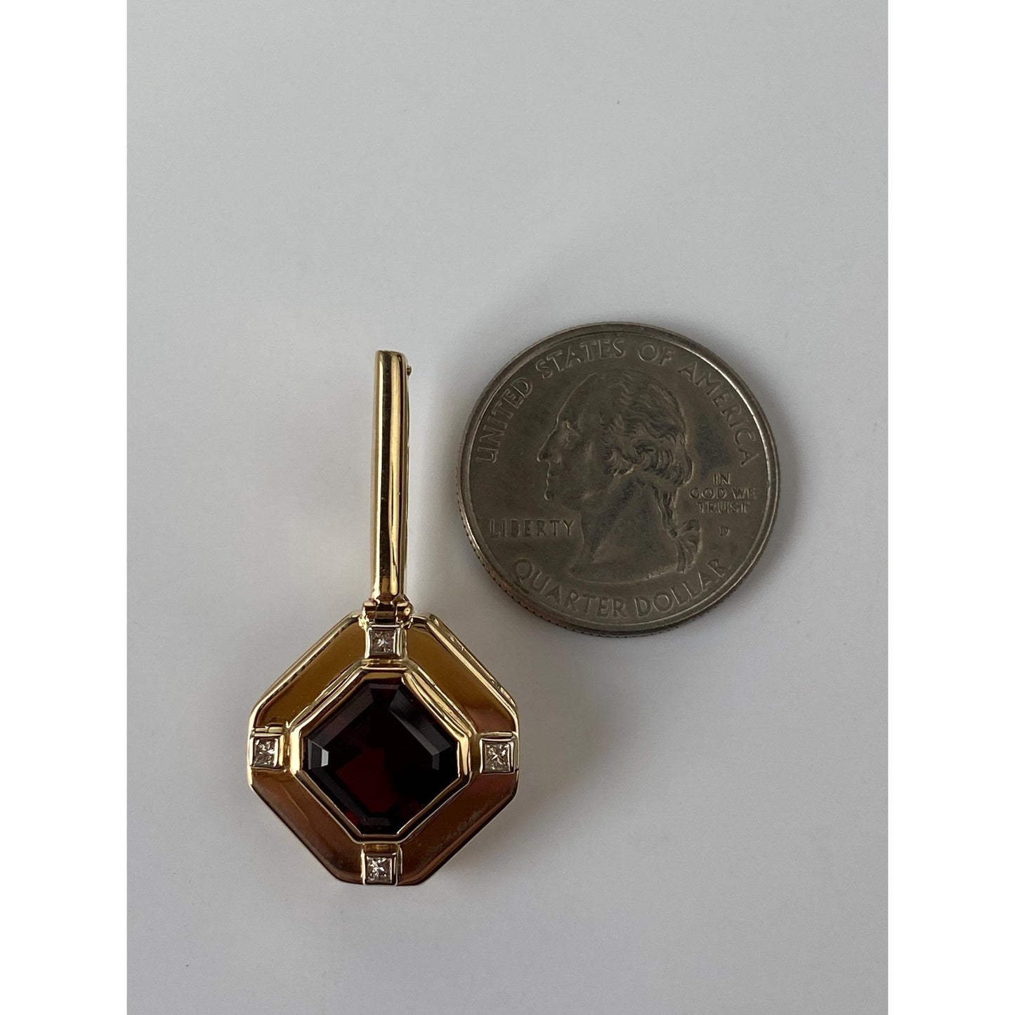 Vintage Solid 14k Yellow Gold Garnet Diamond Charm