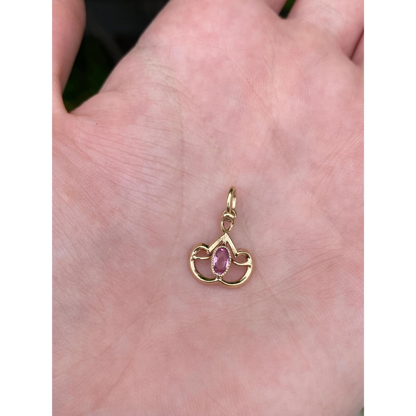 Vintage Solid 10k Yellow Gold Pink Cubic Zirconia Stick Pin Conversion Charm