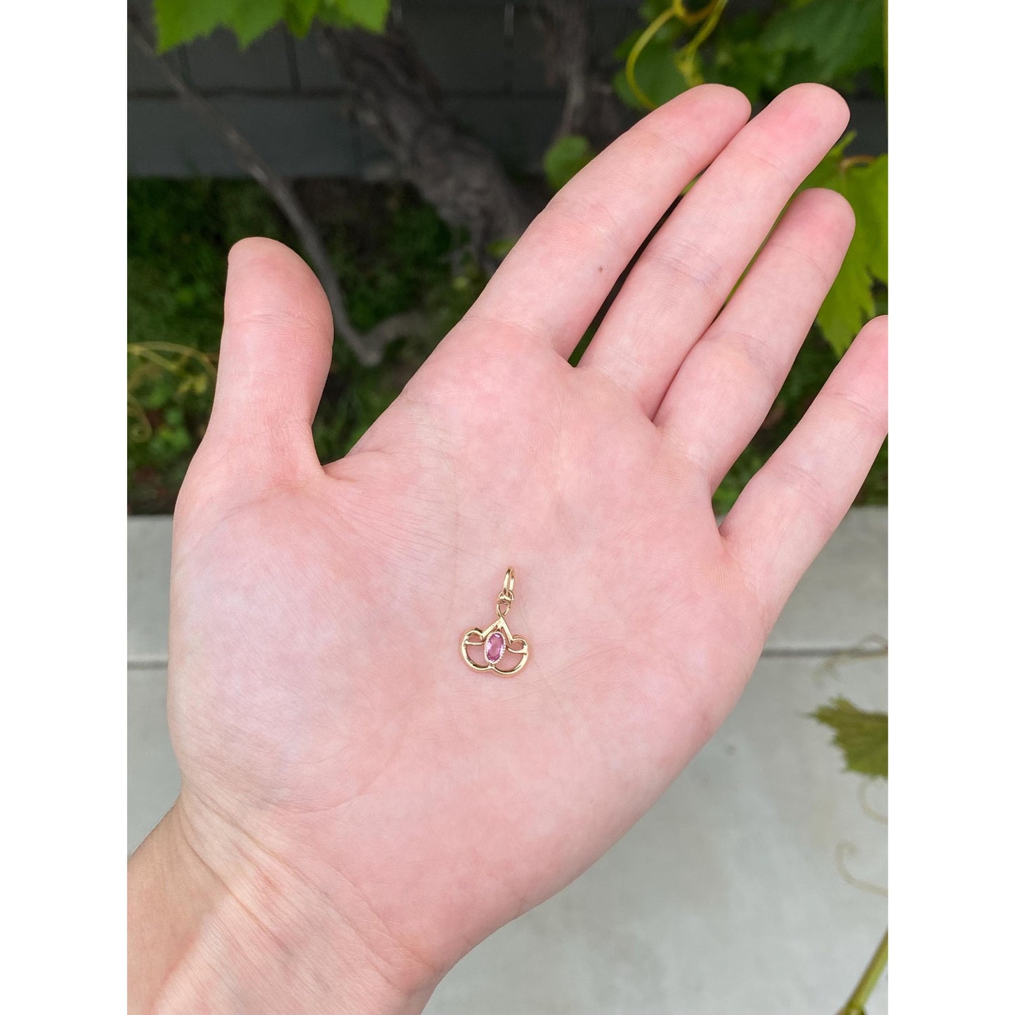 Vintage Solid 10k Yellow Gold Pink Cubic Zirconia Stick Pin Conversion Charm