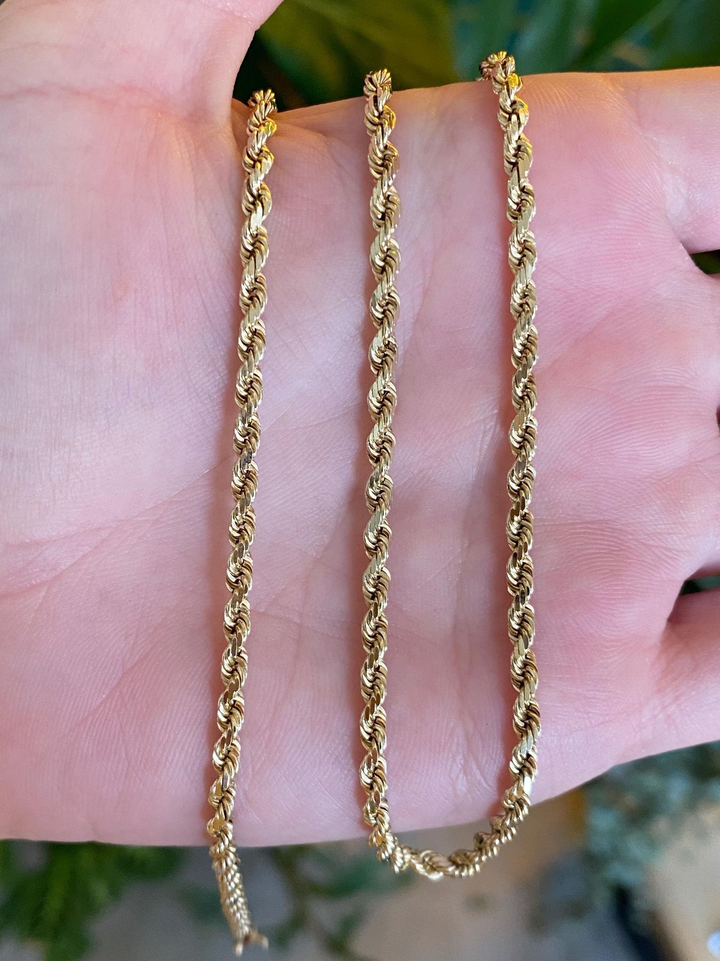 Vintage Solid 14k Yellow Gold Diamond Cut Rope Chain Necklace - 24.75 inches