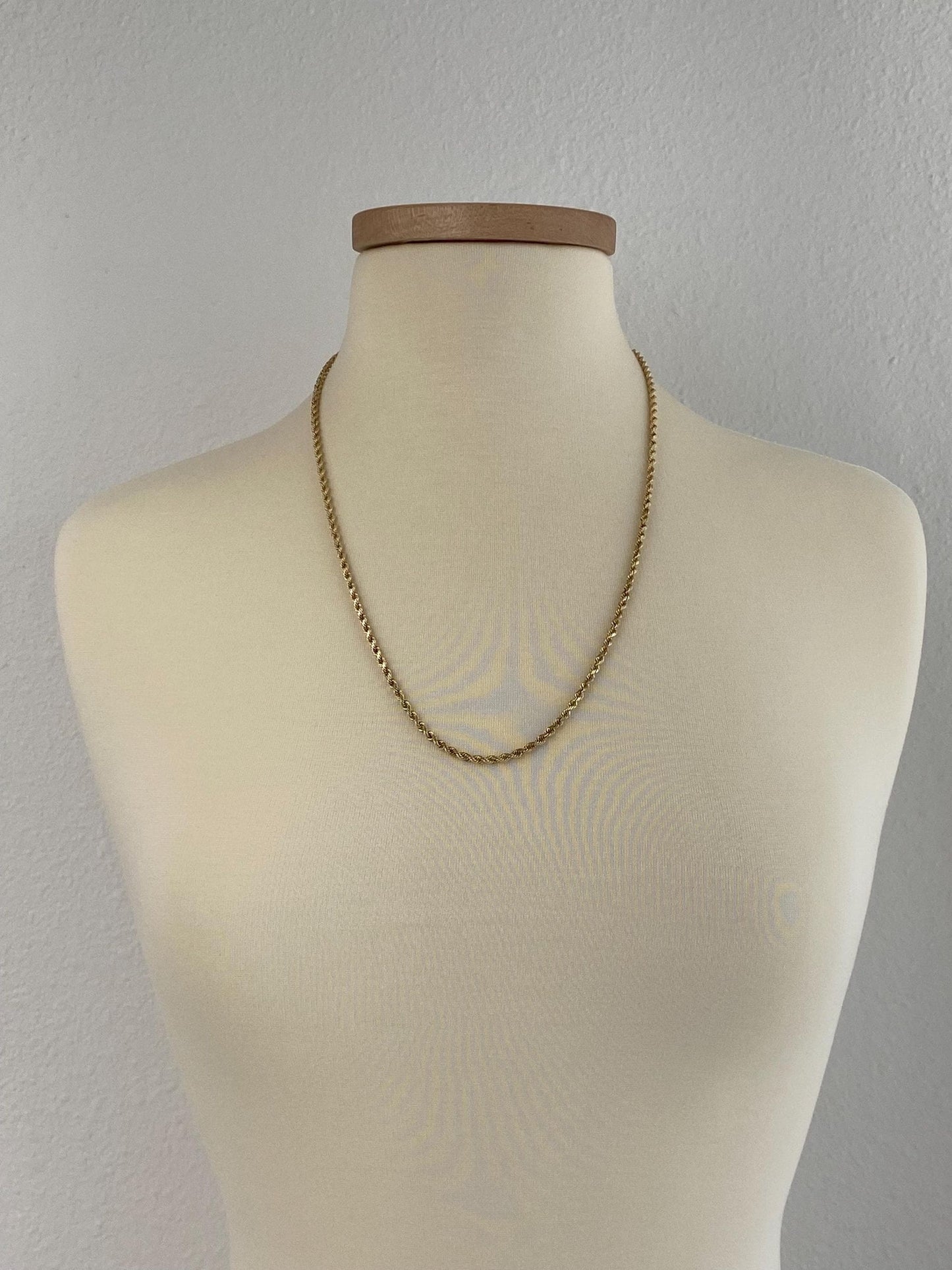 Vintage Solid 14k Yellow Gold Diamond Cut Rope Chain Necklace - 24.75 inches