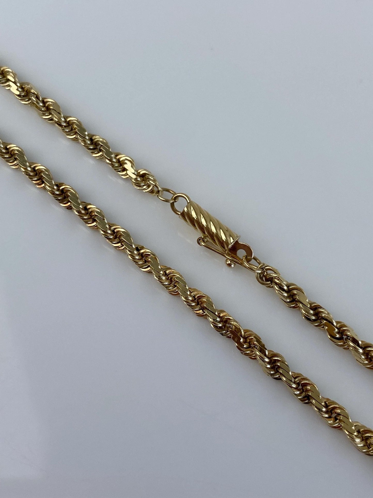 Vintage Solid 14k Yellow Gold Diamond Cut Rope Chain Necklace - 24.75 inches