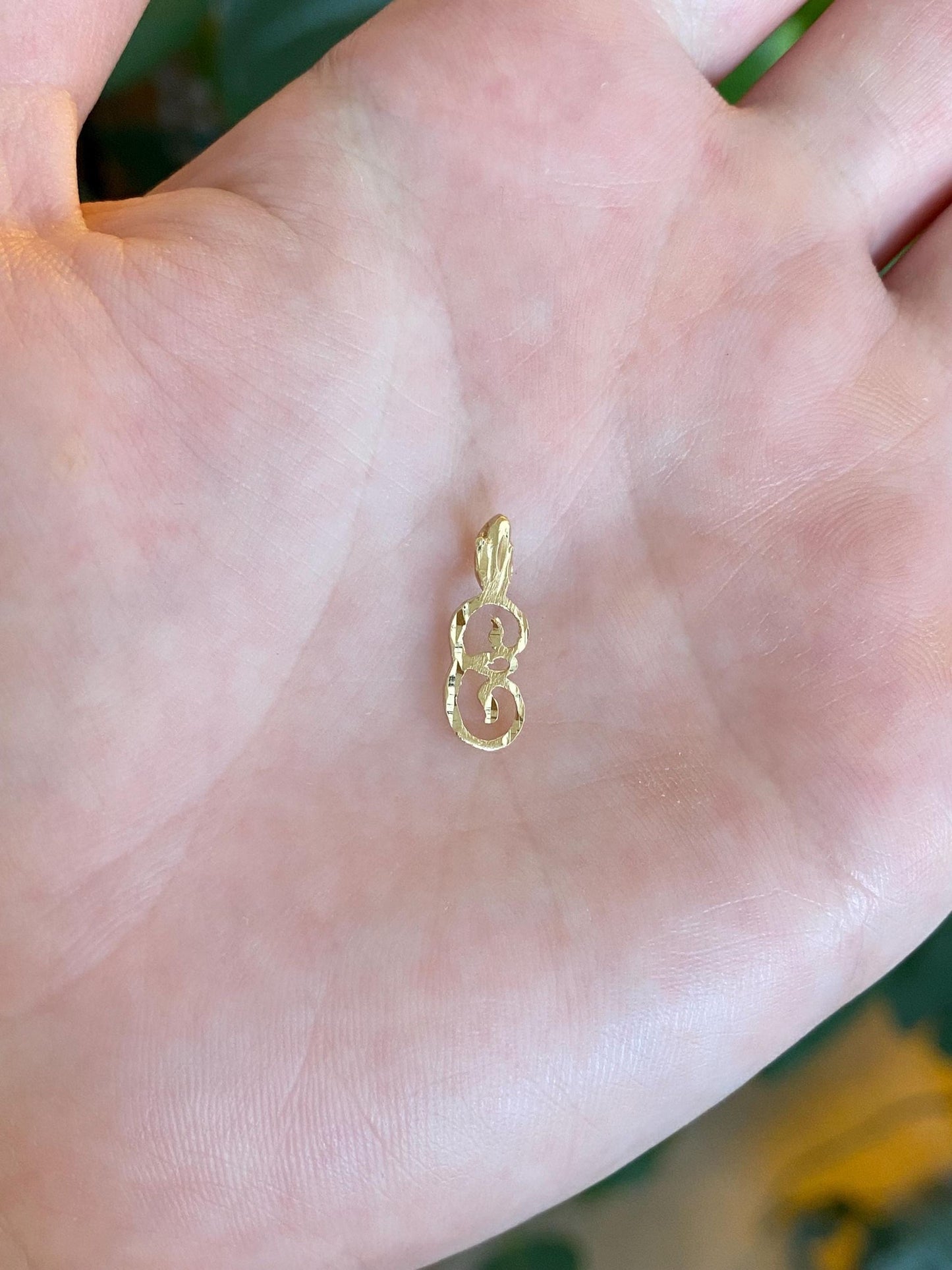 Solid 14k Yellow Gold Diamond Cut Initial 'E' Charm