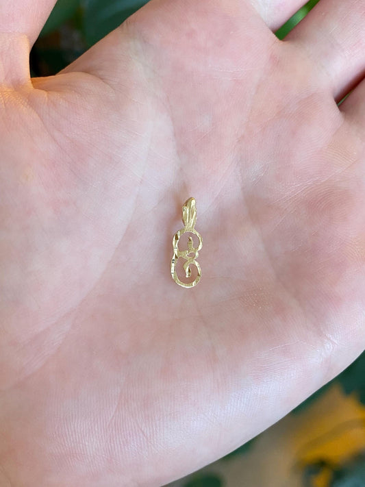 Solid 14k Yellow Gold Diamond Cut Initial 'E' Charm
