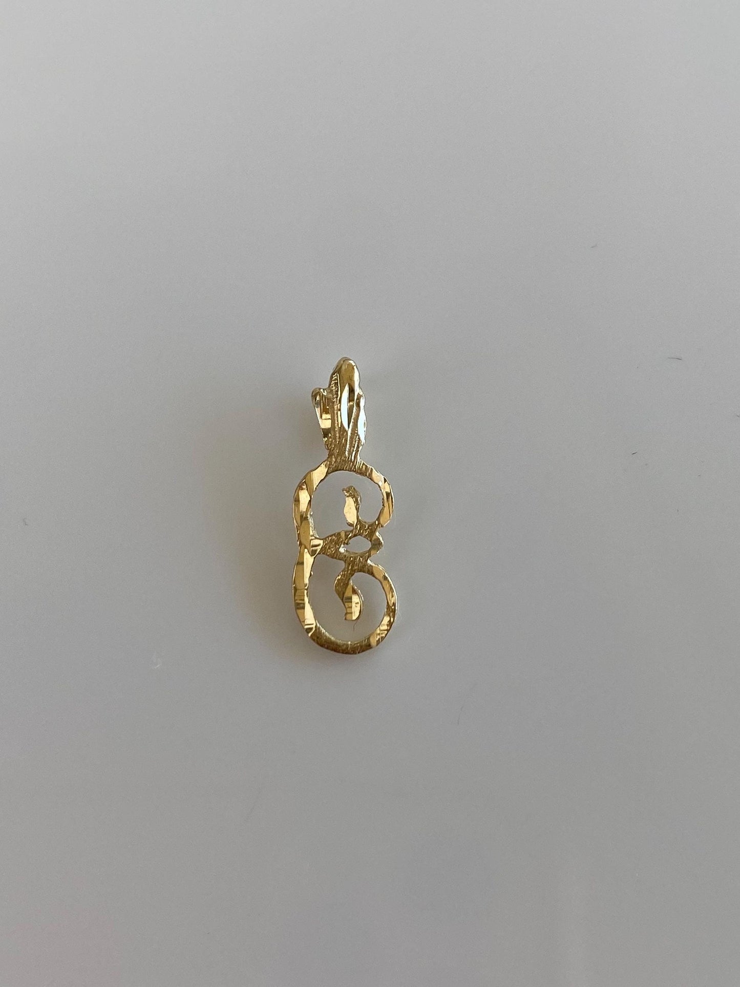 Solid 14k Yellow Gold Diamond Cut Initial 'E' Charm