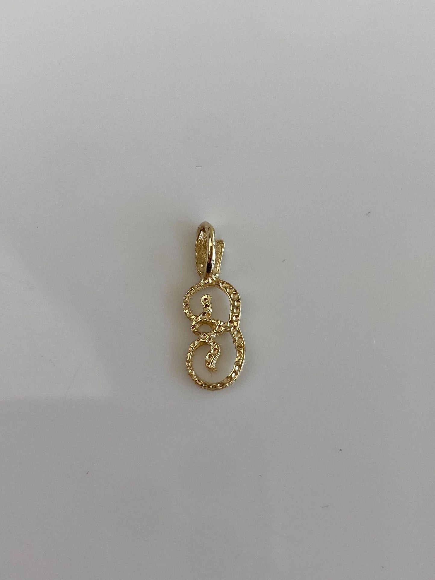 Solid 14k Yellow Gold Diamond Cut Initial 'E' Charm