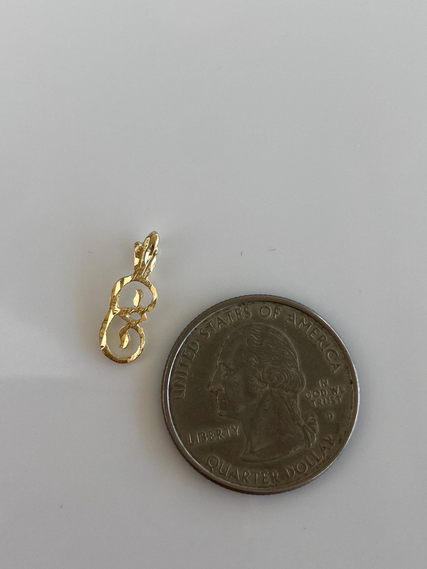 Solid 14k Yellow Gold Diamond Cut Initial 'E' Charm