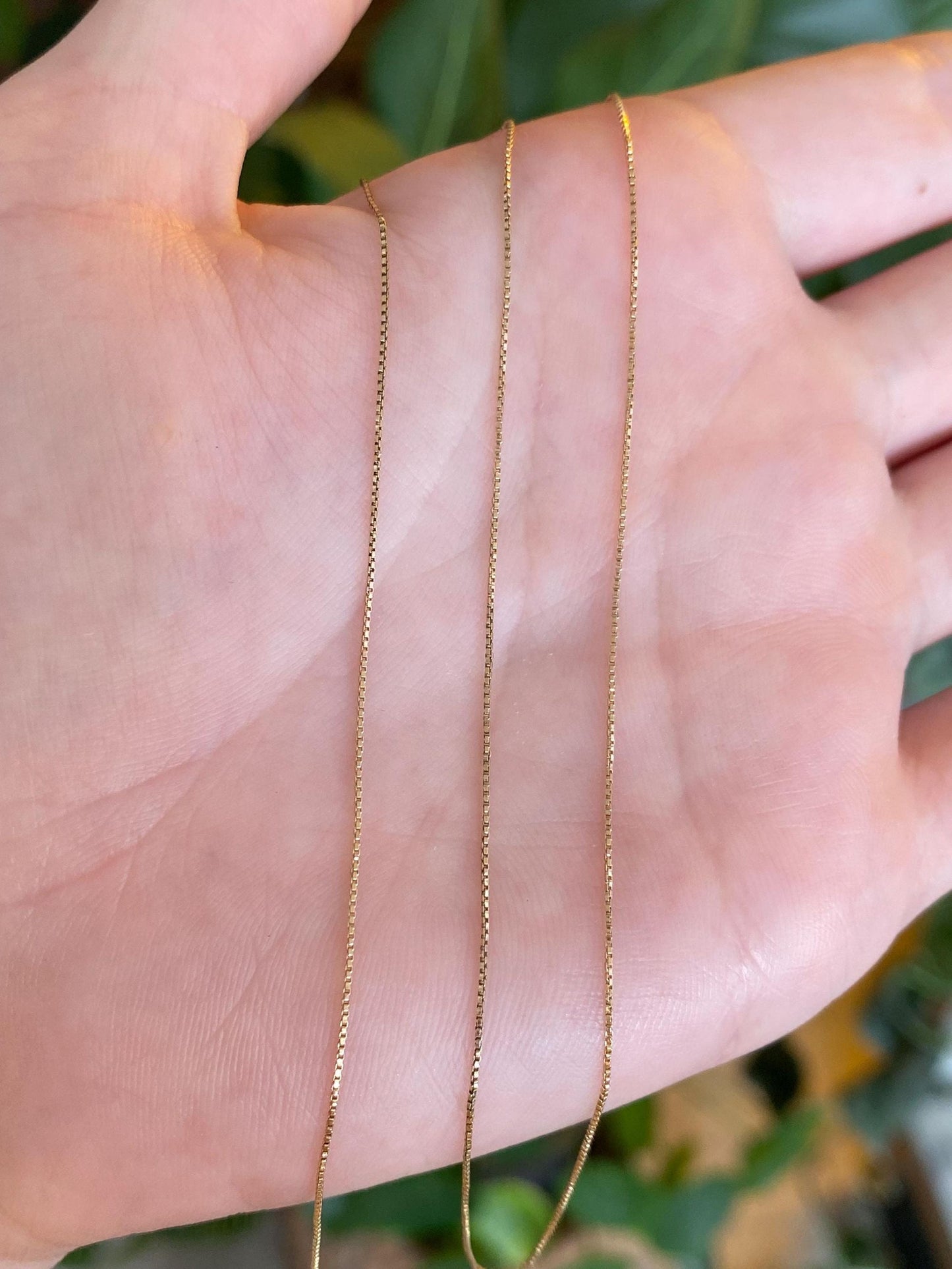 Vintage Solid 14k Yellow Gold Dainty Box Chain Necklace - 19.75 inches