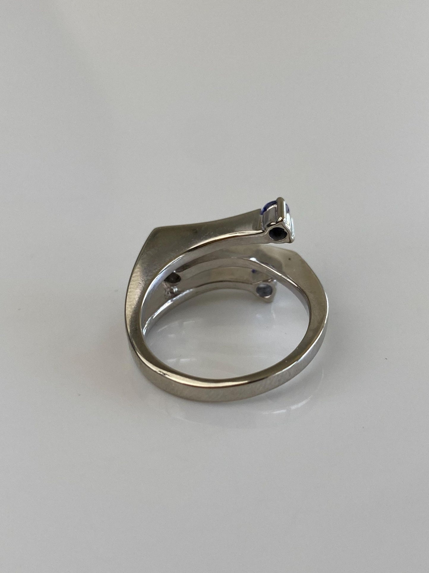 Solid 14k White Gold Diamond Tanzanite Ring - Size 5.5