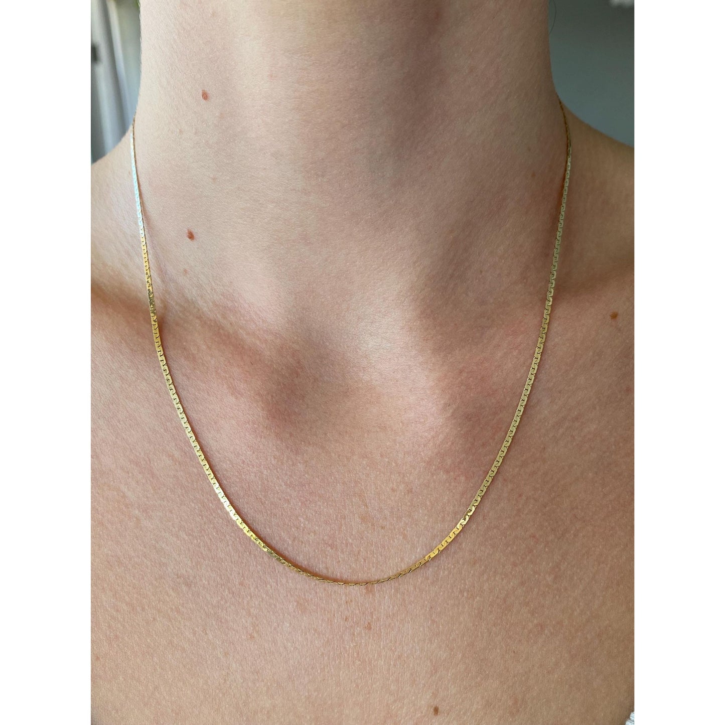 Vintage Solid 14k Yellow Gold C Link Chain Necklace - 18 inches