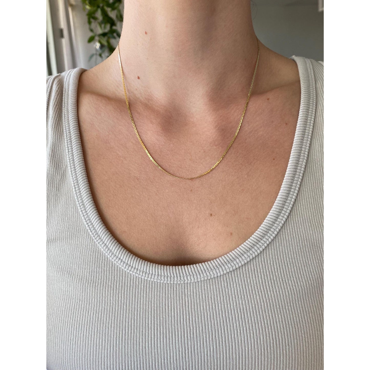 Vintage Solid 14k Yellow Gold C Link Chain Necklace - 18 inches