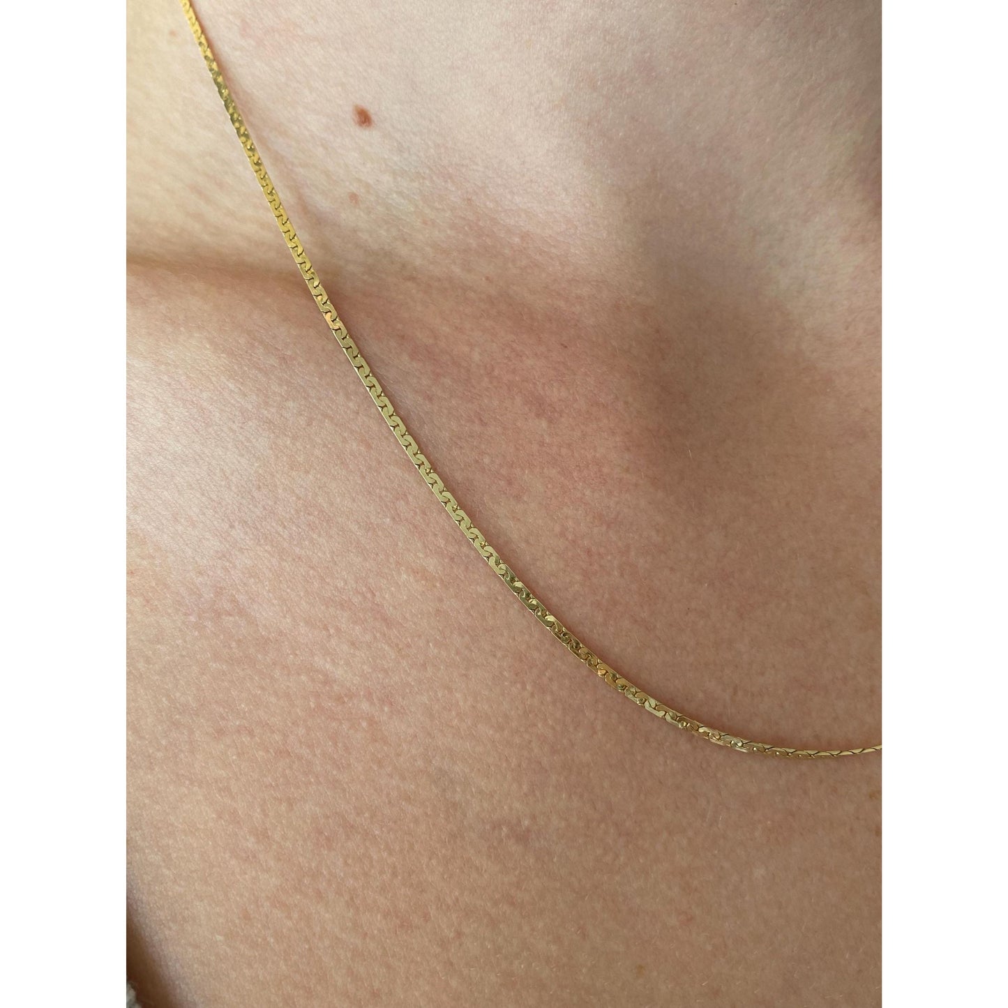 Vintage Solid 14k Yellow Gold C Link Chain Necklace - 18 inches