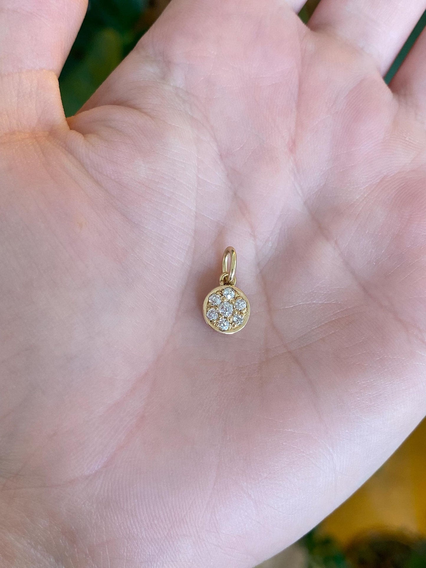 Vintage Solid 14k Yellow Gold Diamond Cluster Charm