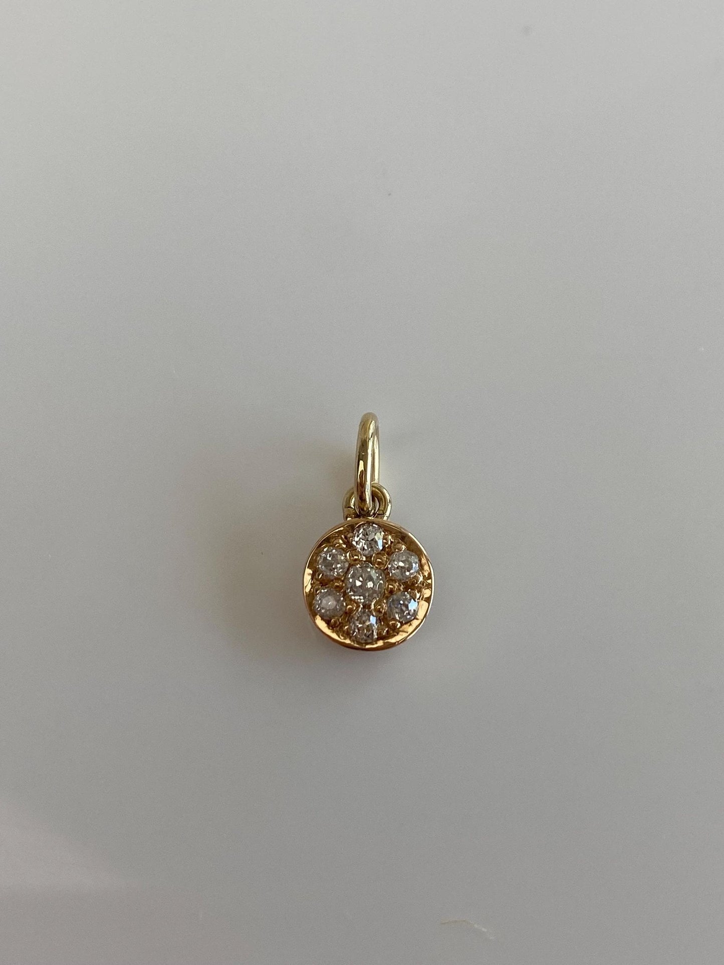 Vintage Solid 14k Yellow Gold Diamond Cluster Charm