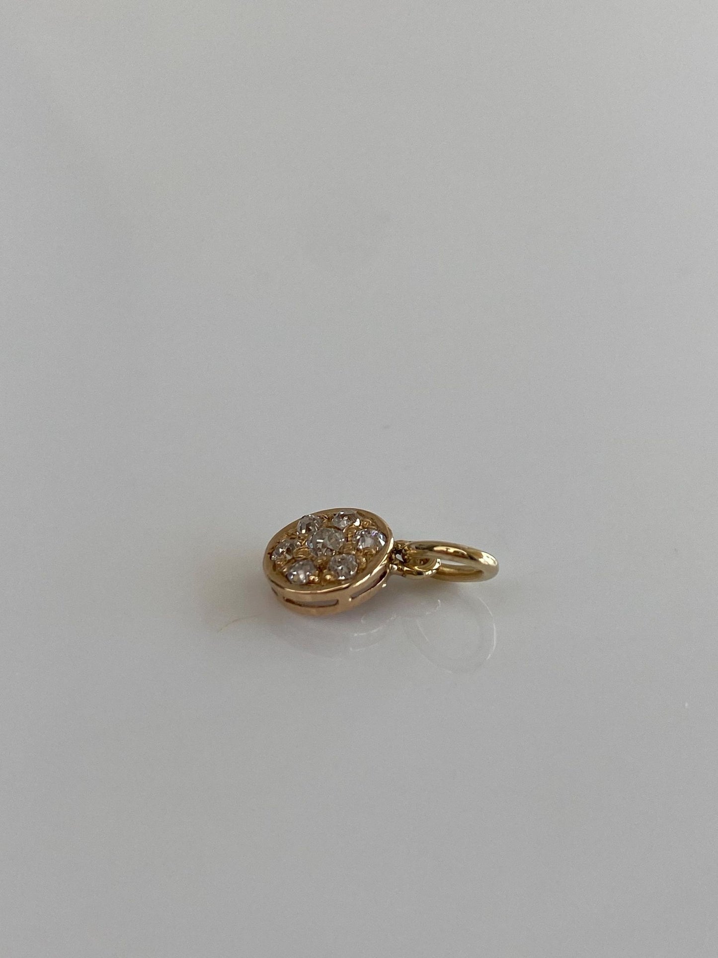 Vintage Solid 14k Yellow Gold Diamond Cluster Charm