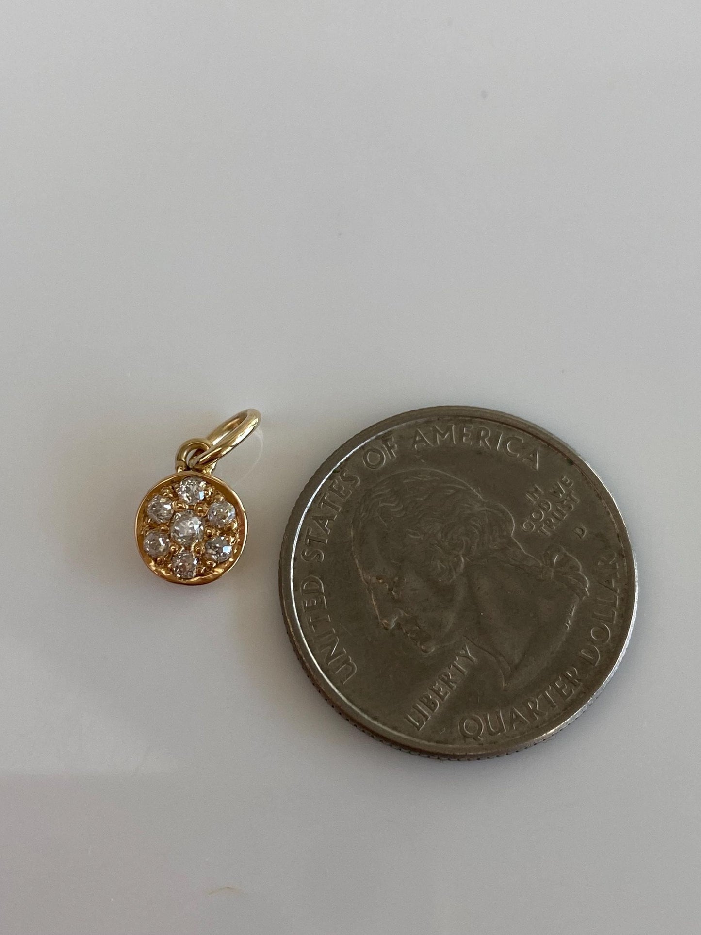 Vintage Solid 14k Yellow Gold Diamond Cluster Charm