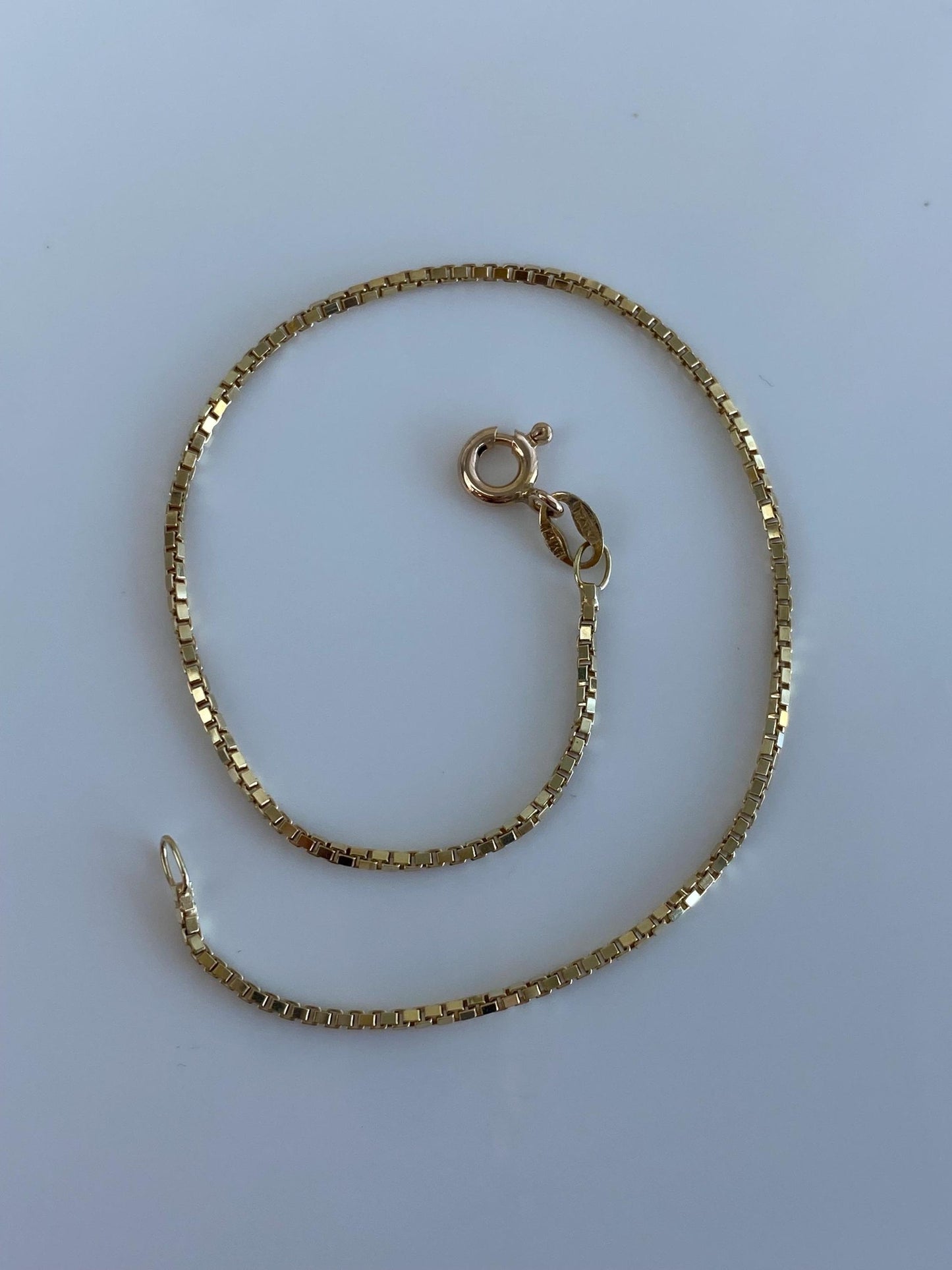 Vintage Solid 14k Yellow Gold Box Chain Bracelet - 7 inches