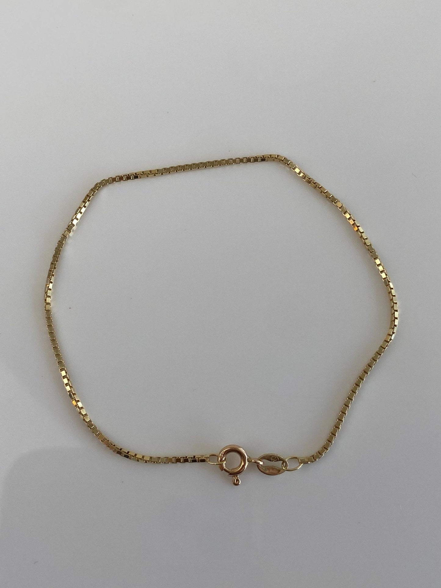Vintage Solid 14k Yellow Gold Box Chain Bracelet - 7 inches