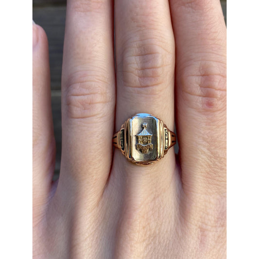 Vintage Solid 10k White & Yellow Gold 1954 Class Ring - Size 7.25