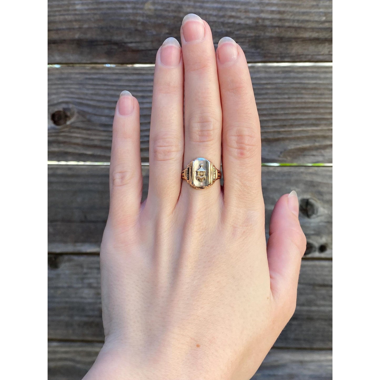 Vintage Solid 10k White & Yellow Gold 1954 Class Ring - Size 7.25