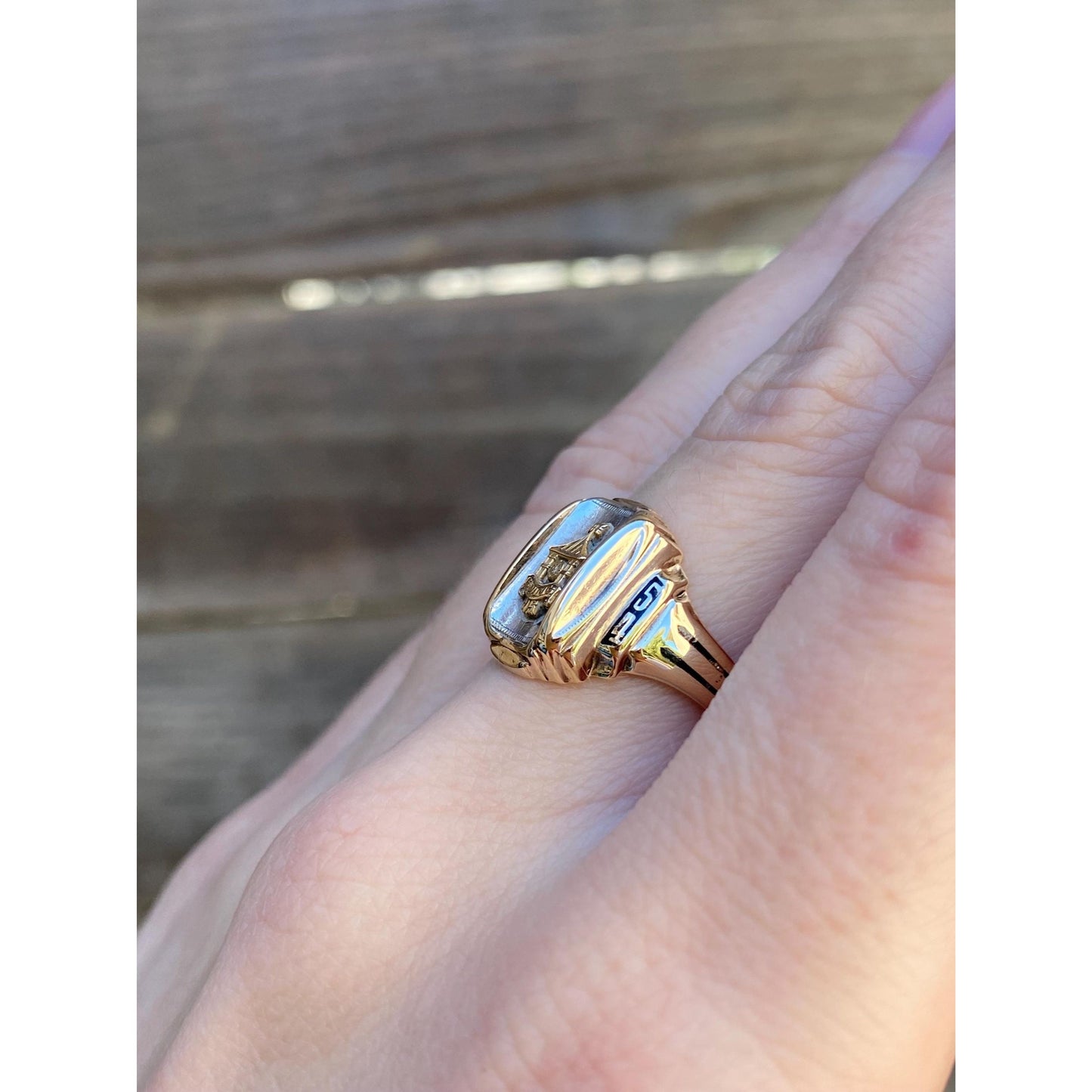 Vintage Solid 10k White & Yellow Gold 1954 Class Ring - Size 7.25
