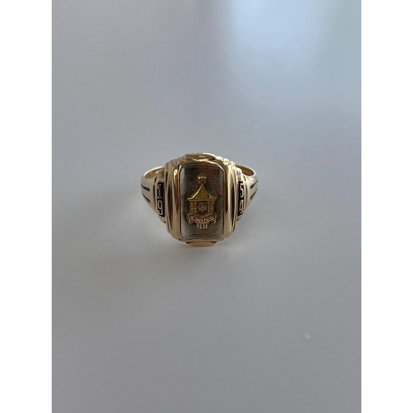 Vintage Solid 10k White & Yellow Gold 1954 Class Ring - Size 7.25