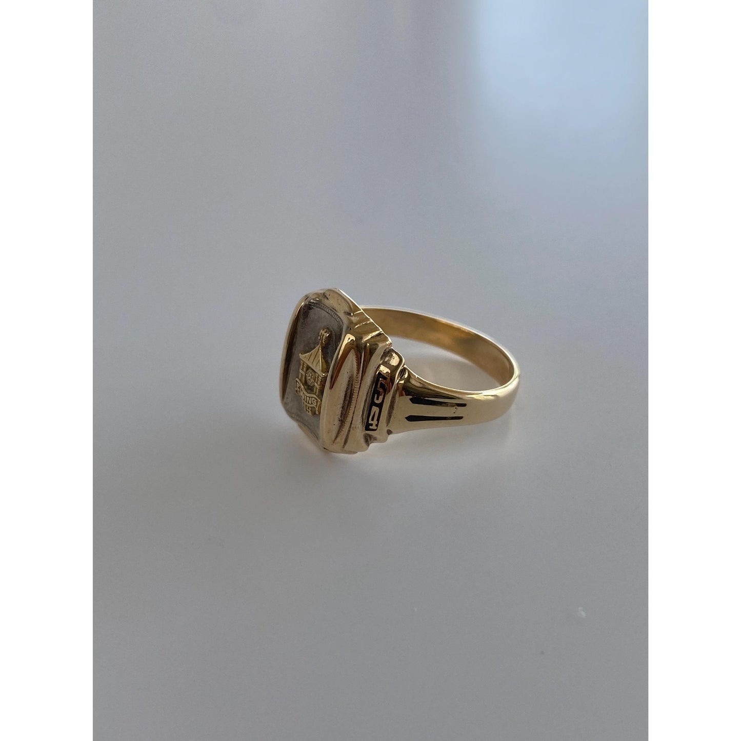 Vintage Solid 10k White & Yellow Gold 1954 Class Ring - Size 7.25