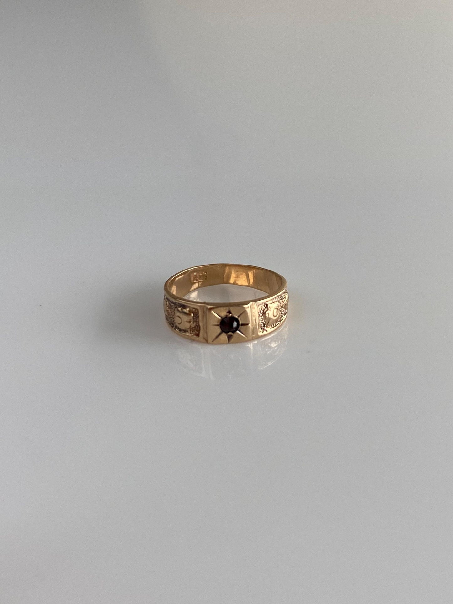 Vintage Solid 10k Rosey Gold Red Cubic Zirconia Designed Baby Ring Band