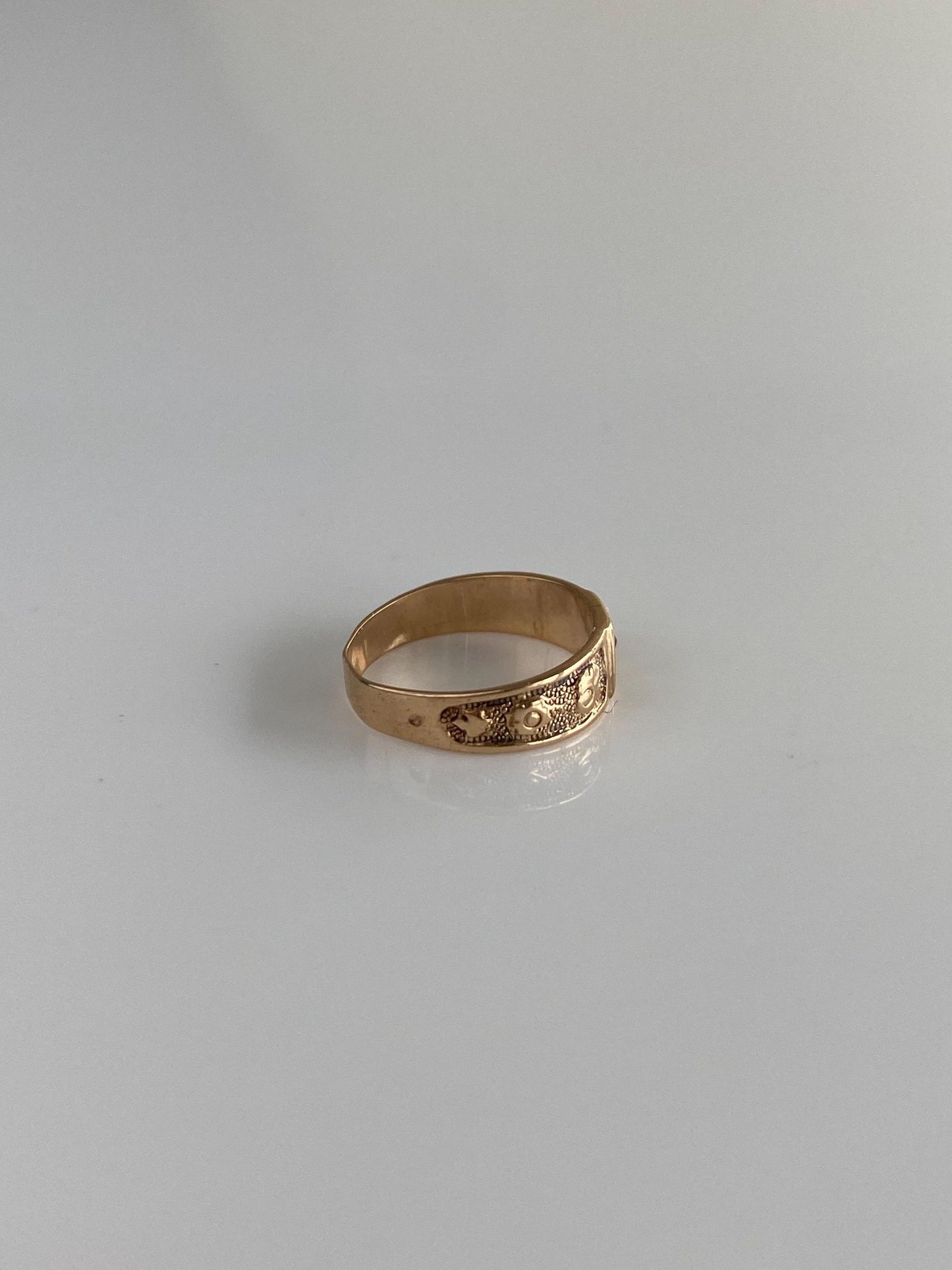 Vintage Solid 10k Rosey Gold Red Cubic Zirconia Designed Baby Ring Band