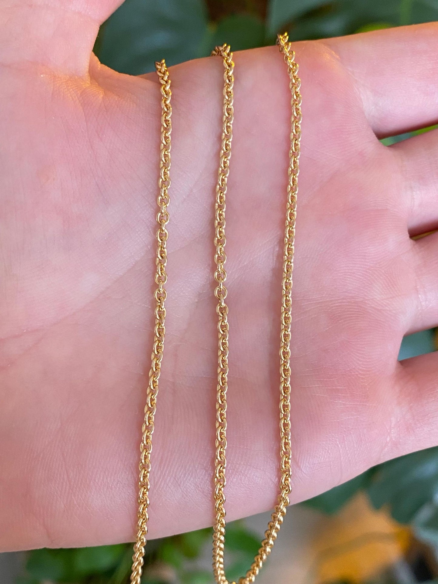 Vintage Solid 14k Yellow Gold Long Tight Rolo Chain Necklace - 24 inches
