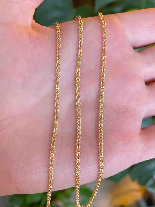 Vintage Solid 14k Yellow Gold Long Tight Rolo Chain Necklace - 24 inches