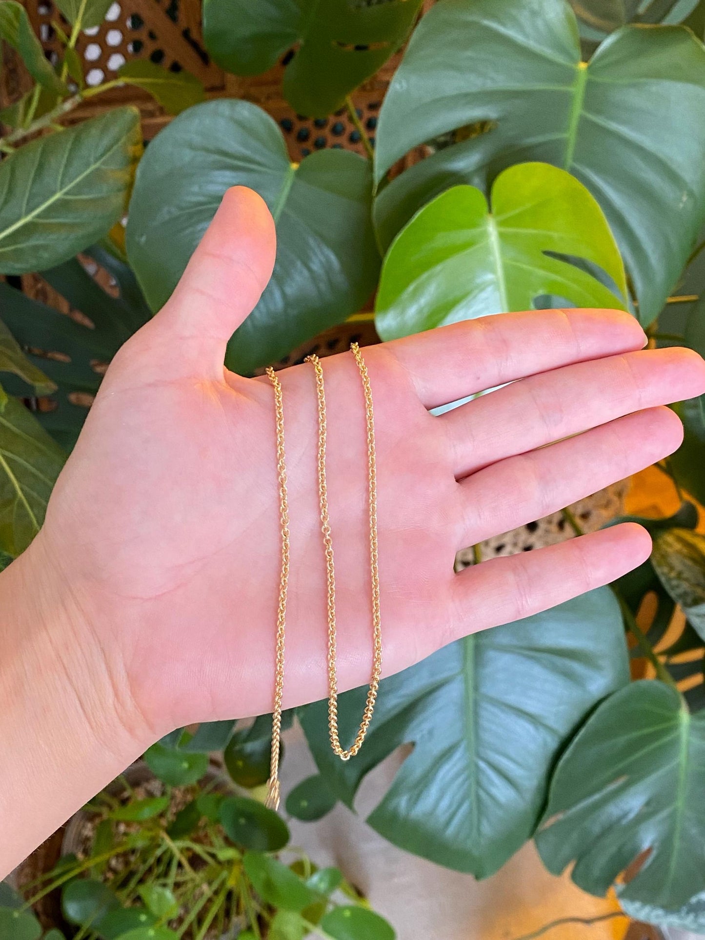Vintage Solid 14k Yellow Gold Long Tight Rolo Chain Necklace - 24 inches