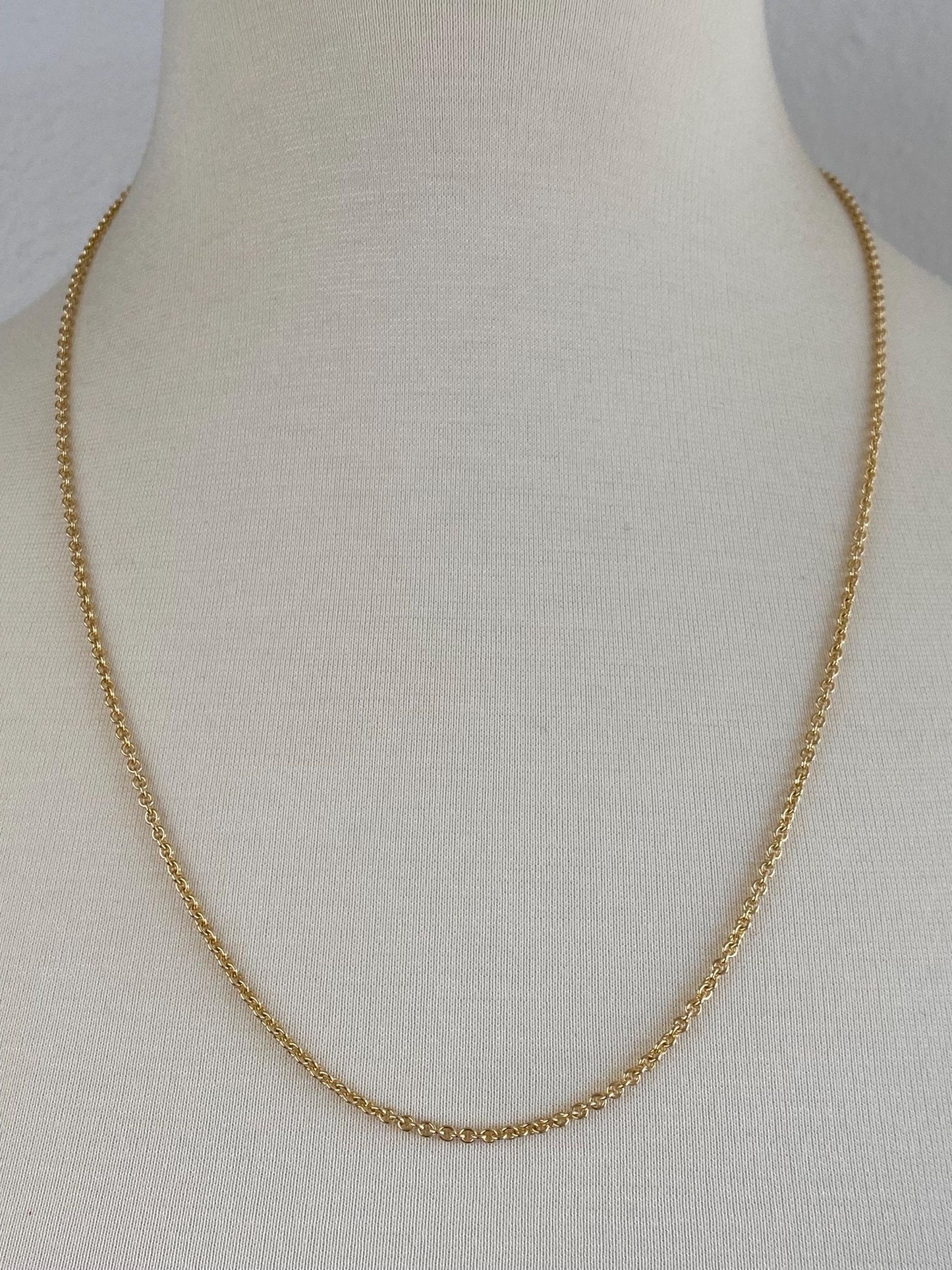 Vintage Solid 14k Yellow Gold Long Tight Rolo Chain Necklace - 24 inches
