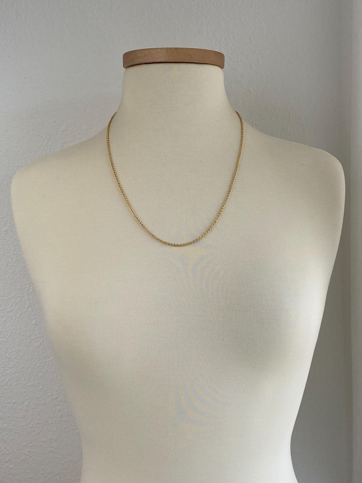 Vintage Solid 14k Yellow Gold Long Tight Rolo Chain Necklace - 24 inches
