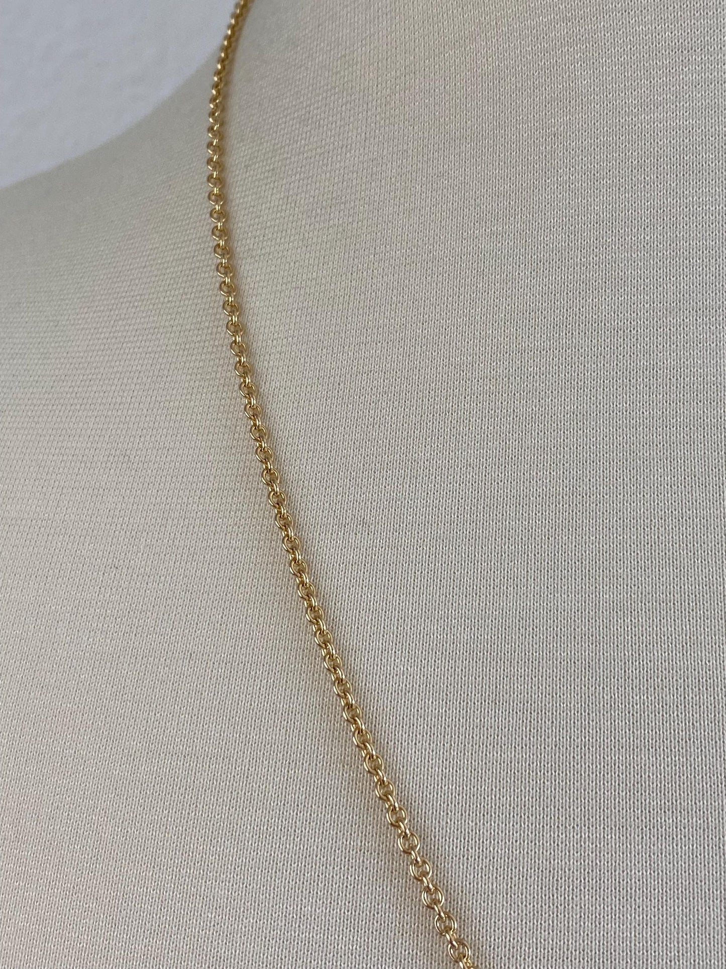 Vintage Solid 14k Yellow Gold Long Tight Rolo Chain Necklace - 24 inches
