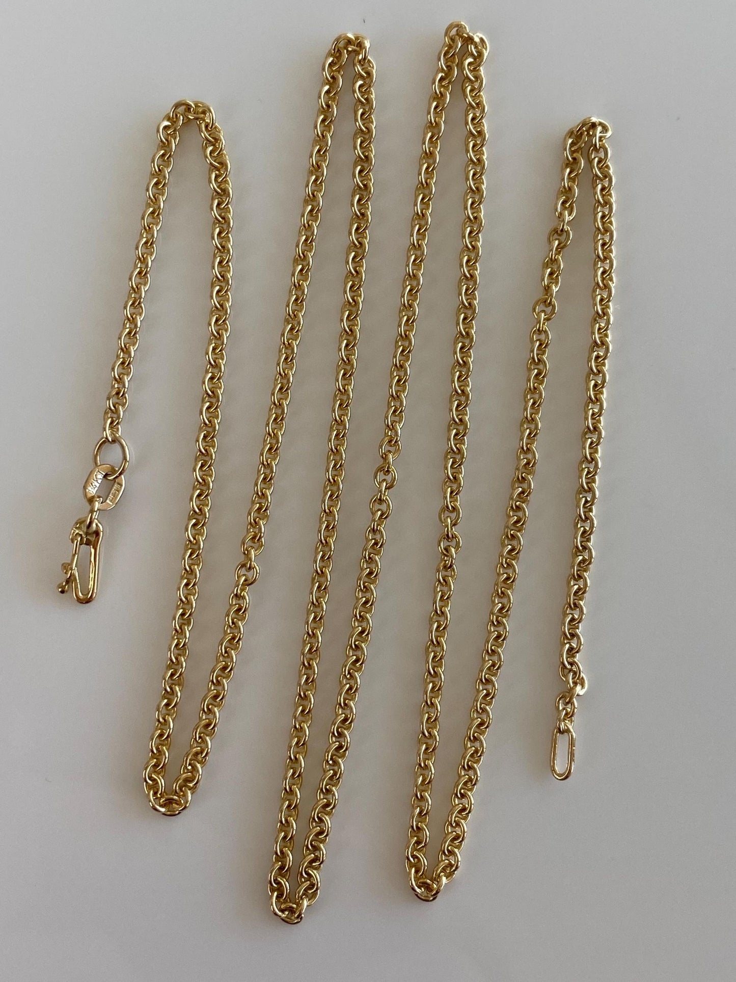 Vintage Solid 14k Yellow Gold Long Tight Rolo Chain Necklace - 24 inches