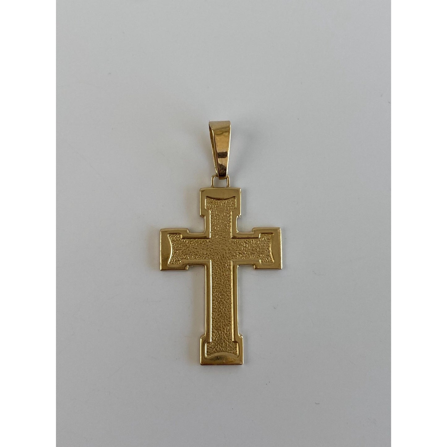 Vintage Solid 14k Yellow Gold Textured Cross Charm