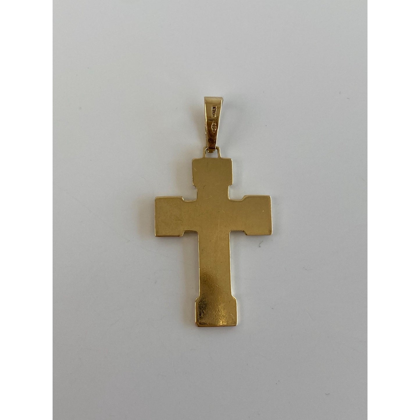 Vintage Solid 14k Yellow Gold Textured Cross Charm